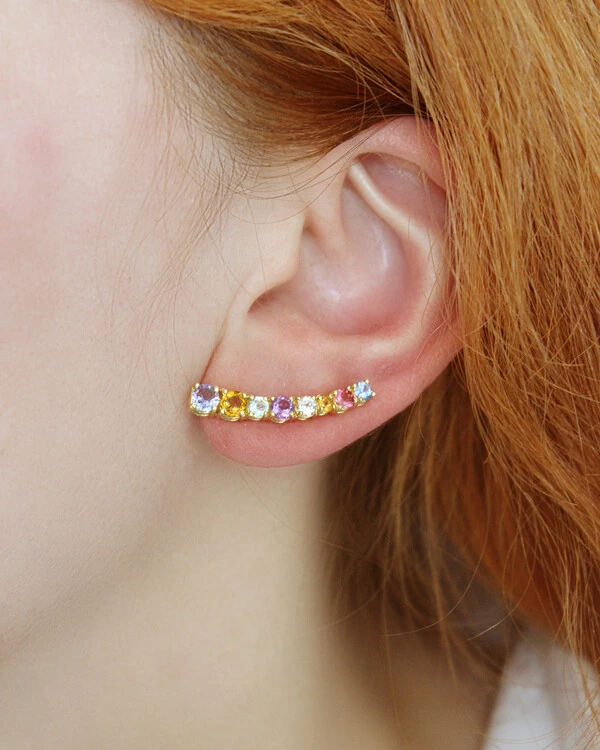 Ear Cuff Degrade Colorido | Ouro Amarelo 18k