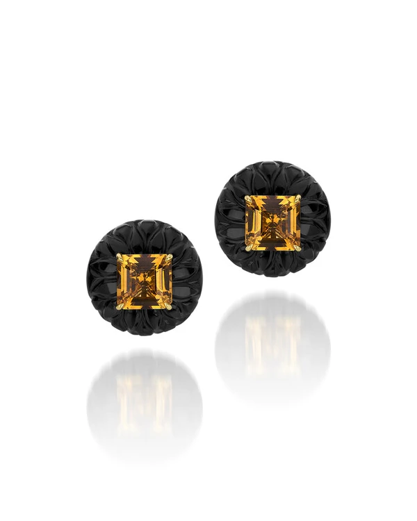 Brinco Onix e Citrino | Ouro Amarelo 18k