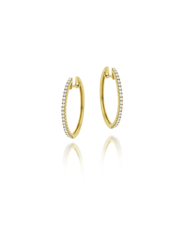 Brinco Argola Oval Diamante Pavê | Ouro Amarelo 18k
