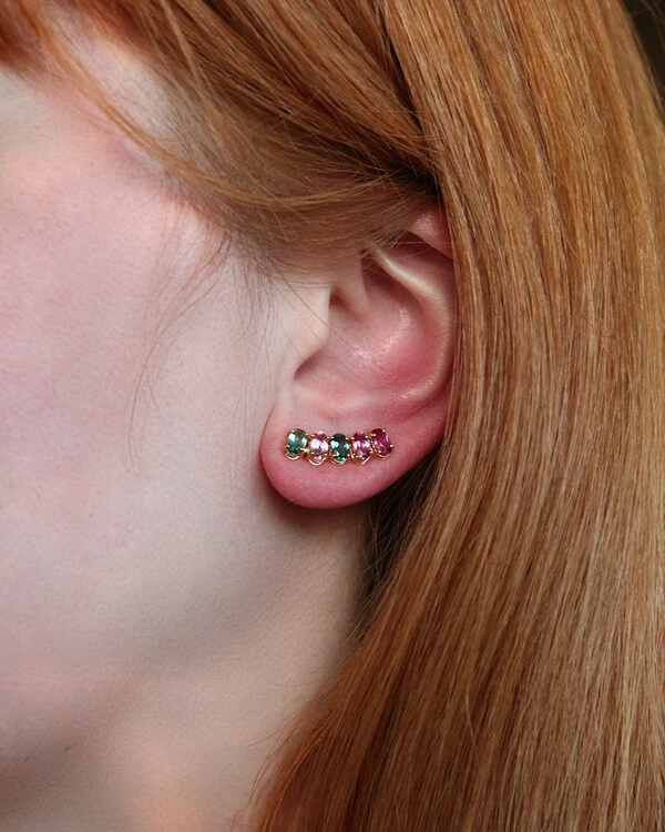 Brinco Ear Cuff Turmalinas Ovais