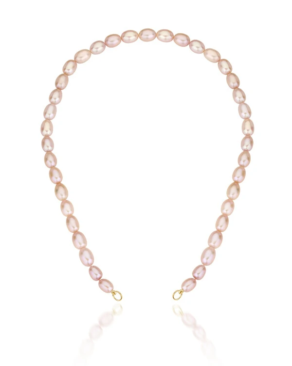 Colar Pérola Rosa Sem Fecho | Ouro Amarelo 18k