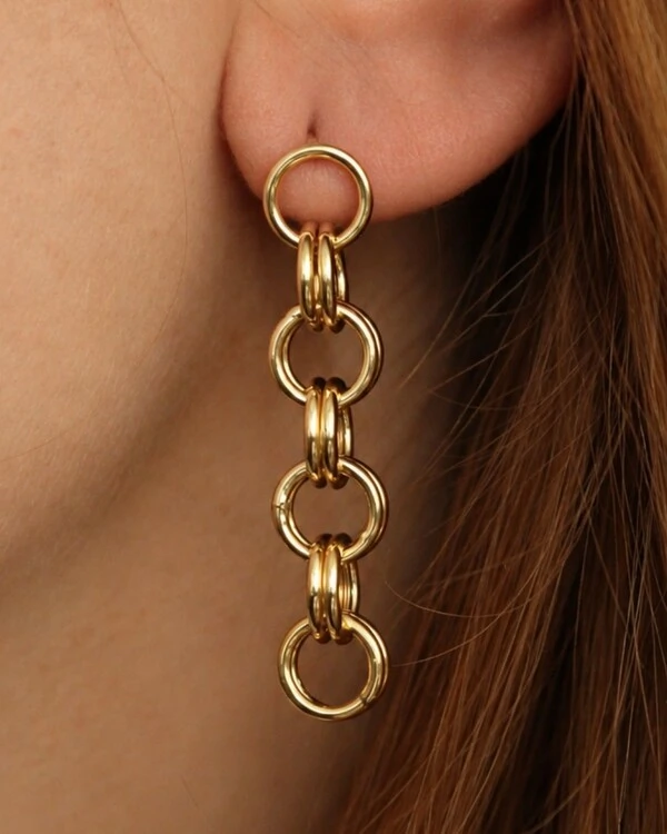 Brinco Corrente Argolas | Ouro Amarelo 18k