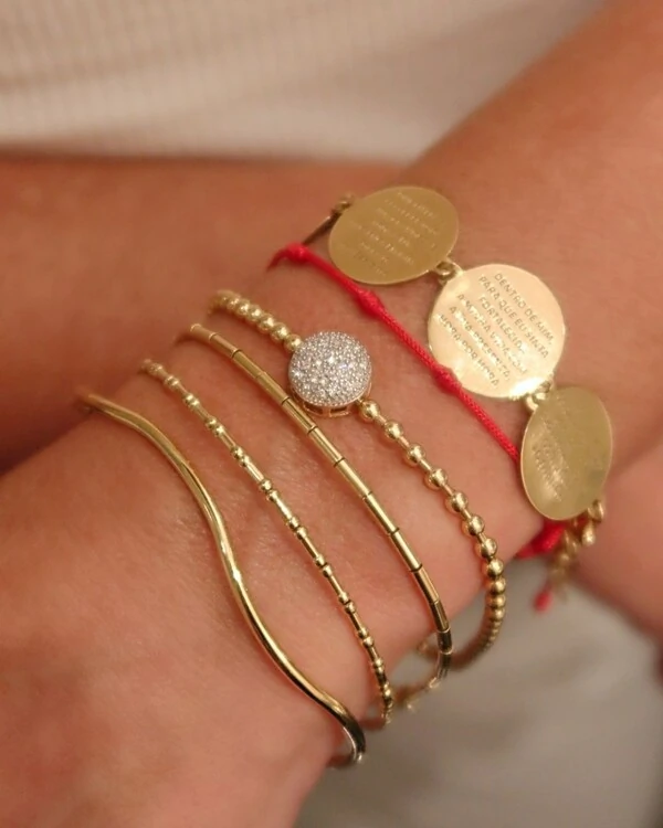 Pulseira Algema Fio Ondulado 2mm | Ouro Amarelo 18k