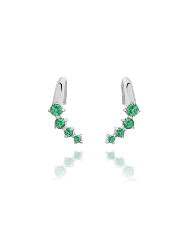 Brinco Degrade Esmeralda | Ouro Branco 18k