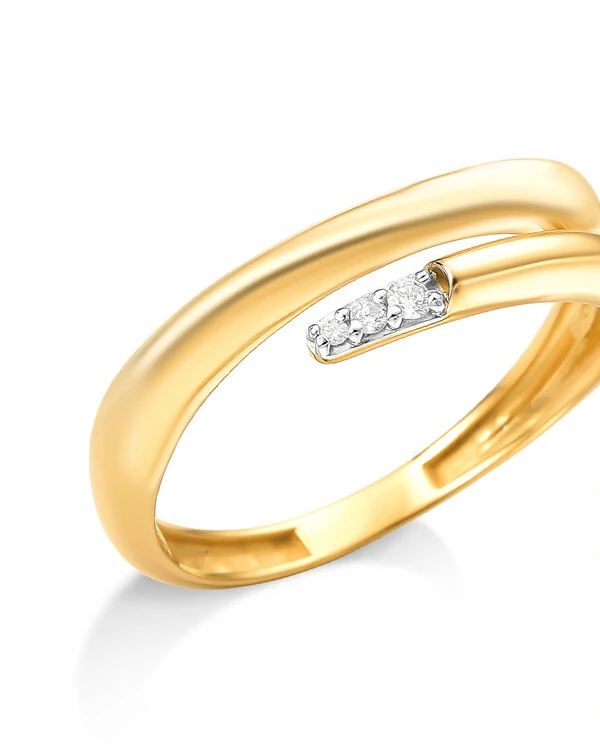 Anel Curvo Dois Aros Topázio Branco | Ouro Amarelo 18K