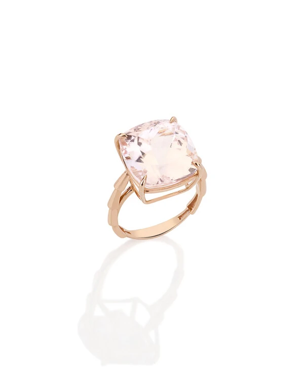 Anel Taquinho Morganita | Ouro Rosé 18k