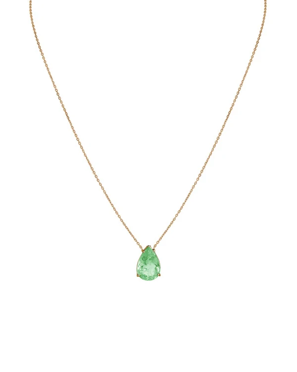 Colar Gota Esmeralda | Ouro Amarelo 18k