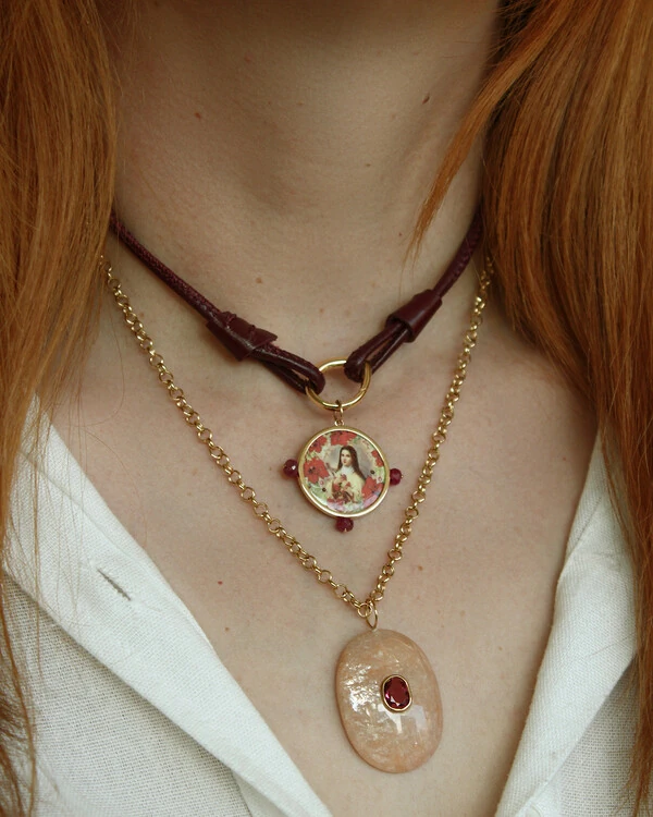 Pingente Pedra da Lua e Turmalina Rosa | Ouro Amarelo 18K