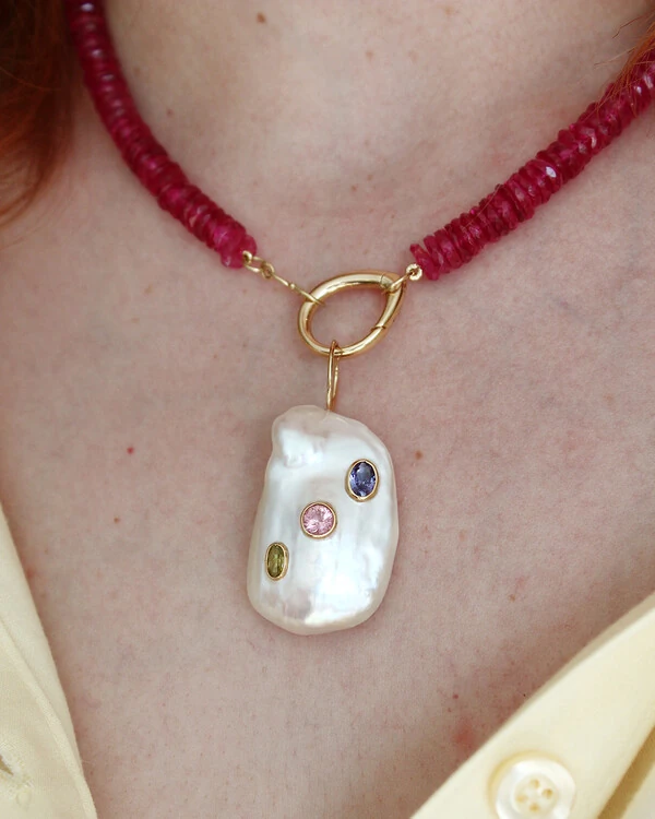 Colar Topázio Pink Disco | Ouro Amarelo 18k