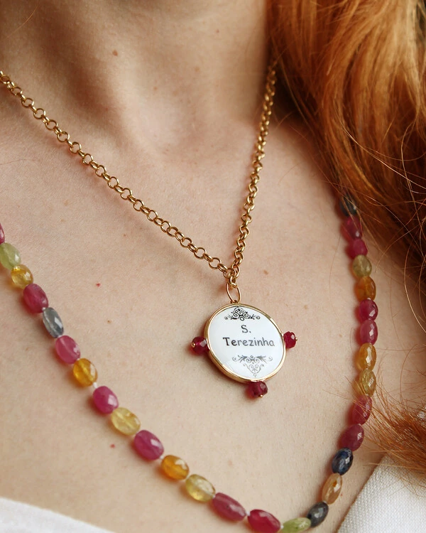 Colar Safira Coloridas e Rubi | Ouro Amarelo 18K