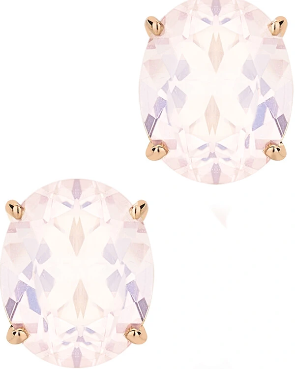 Brinco Quartzo Rosa Oval | Ouro Rosé 18k
