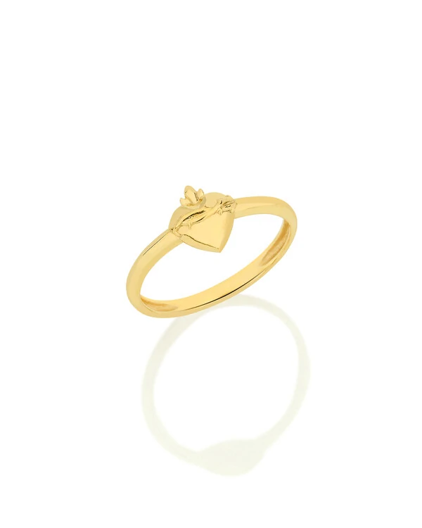 Anel Sagrado Coração | Ouro Amarelo 18K