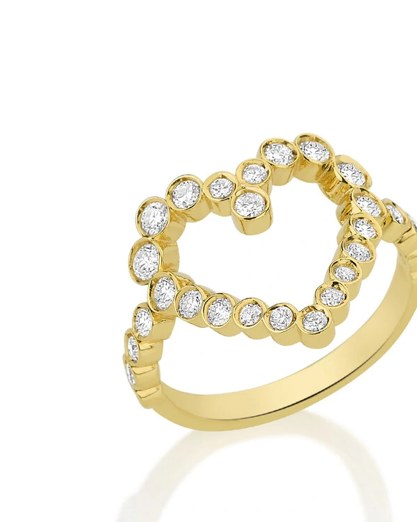 Anel Duet Coração Diamante | Ouro Amarelo 18k