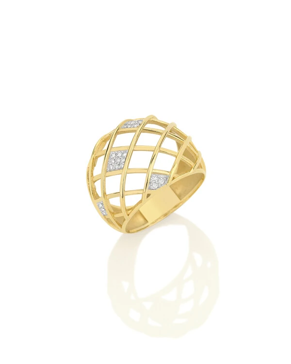 Anel Rede Diamante | Ouro Amarelo 18k