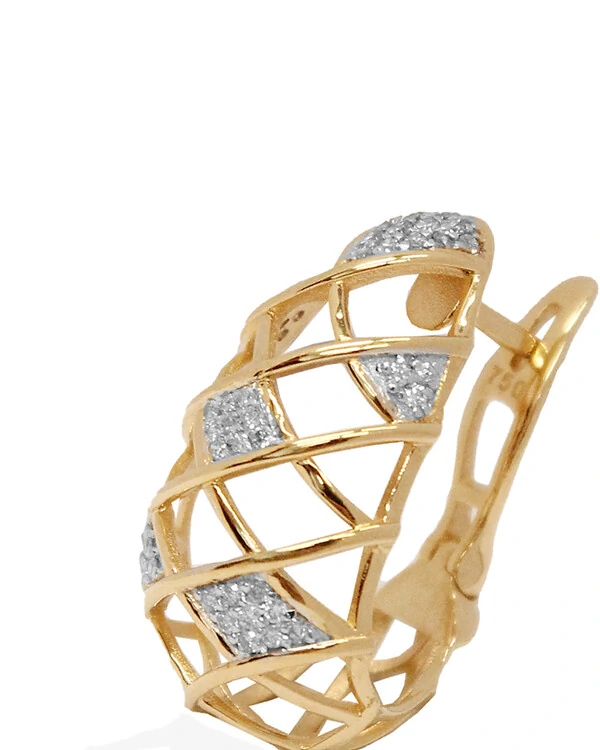 Brinco Argola Rede Diamante | Ouro Amarelo 18k
