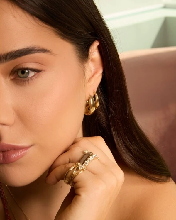 Brinco Argola Oval Dupla | Ouro Amarelo 18k