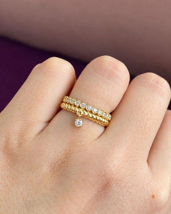 Anel Voyage Torcido Diamante | Ouro Amarelo 18k