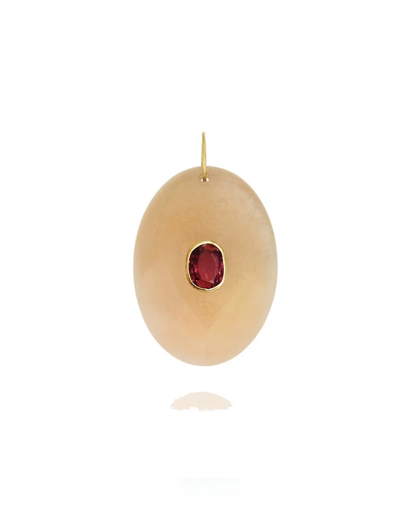 Pingente Pedra da Lua e Turmalina Rosa | Ouro Amarelo 18K