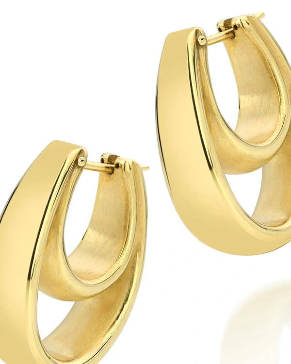 Brinco Argola Oval Dupla | Ouro Amarelo 18k