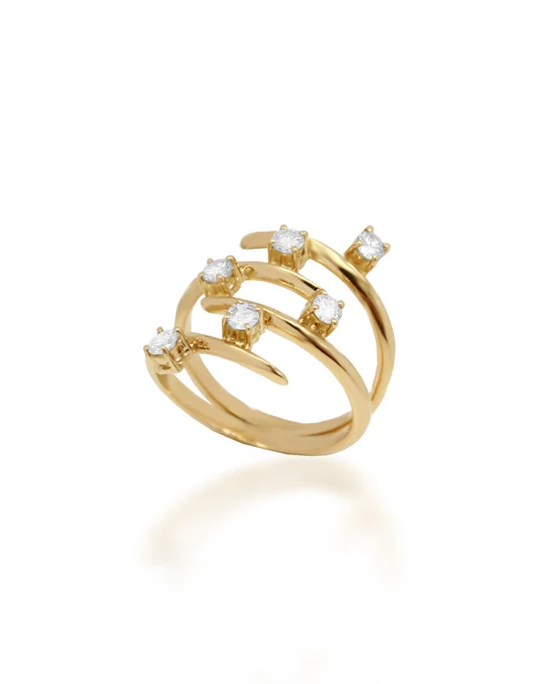 Anel Cinco Aros Diamante | Ouro Amarelo 18K