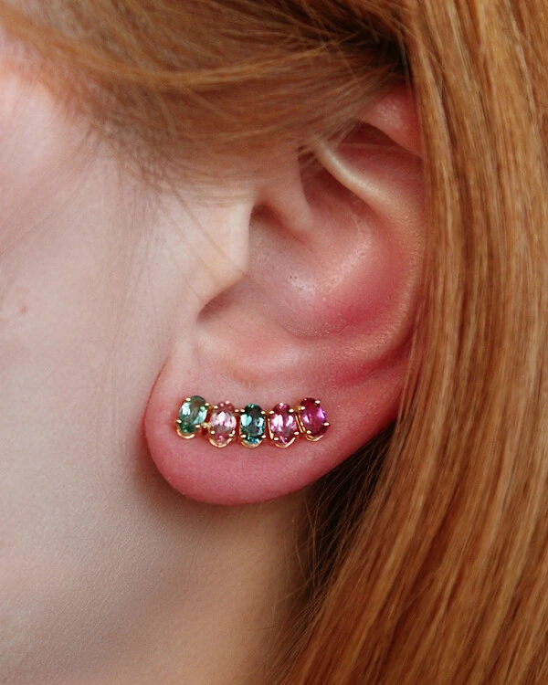 Brinco Ear Cuff Turmalinas Ovais