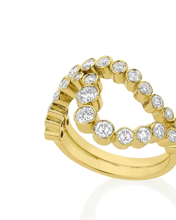 Anel Duet Curvo Diamante | Ouro Amarelo 18k