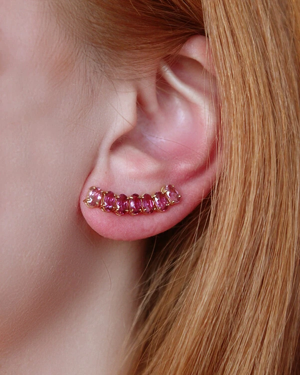 Ear Cuff Turmalina Rosa