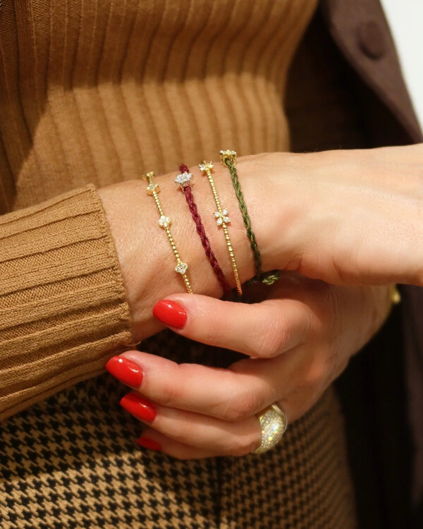 Pulseira Algema Trevo Diamante | Ouro Amarelo 18k