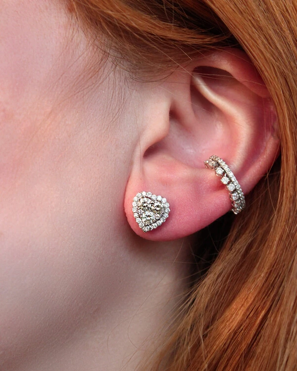 Piercing Diamante Pendurado | Ouro Branco 18k