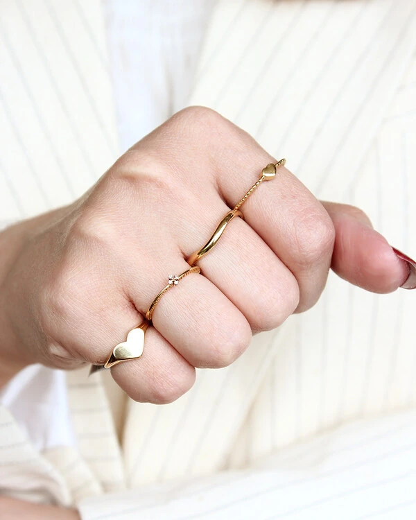 Anel Mini Chuveiro Diamante Ouro Amarelo