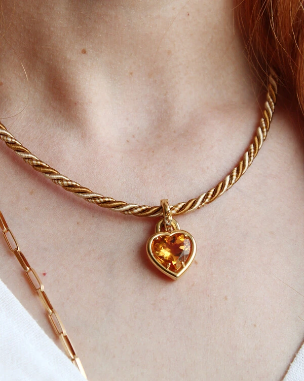 Colar Fio Seda Torcido Bege | Ouro Amarelo 18K 48cm