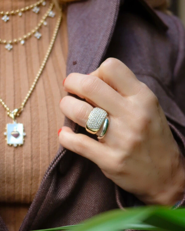 Anel Bombê Diamante | Ouro Amarelo 18k