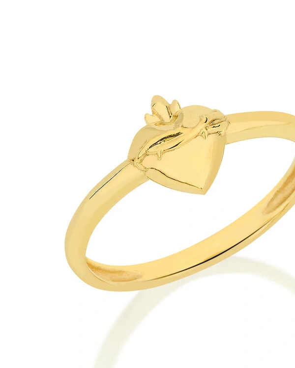 Anel Sagrado Coração | Ouro Amarelo 18K