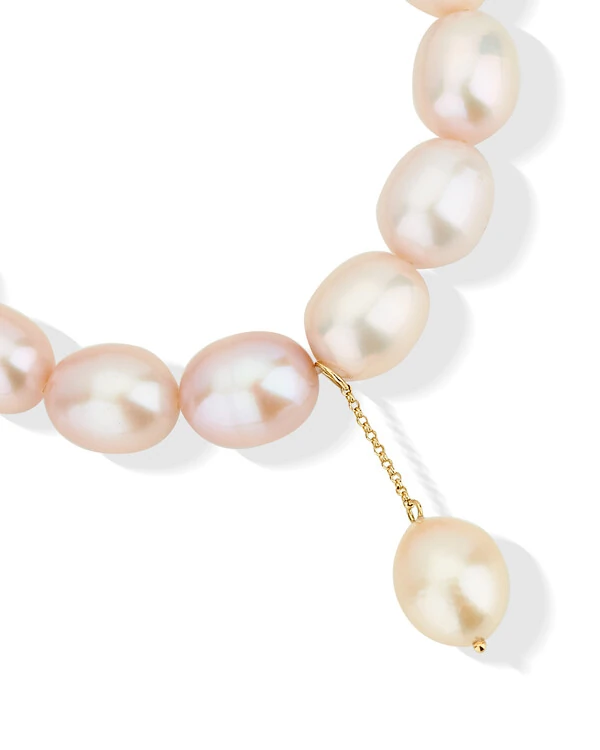 Pulseira Pérola Rosa Pingente | Ouro Amarelo 18K