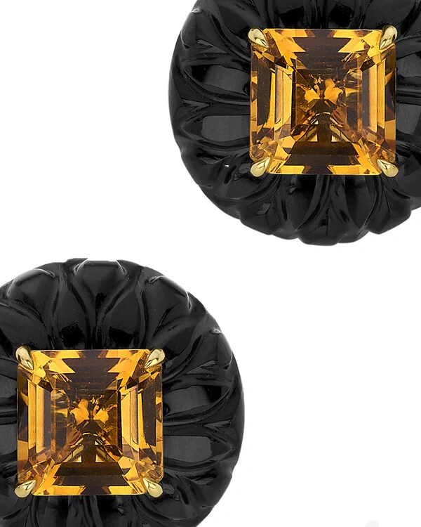 Brinco Onix e Citrino | Ouro Amarelo 18k