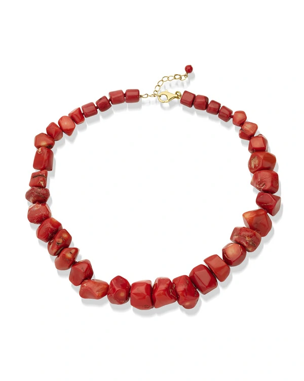 Colar Coral Vermelho | Ouro Amarelo 18k