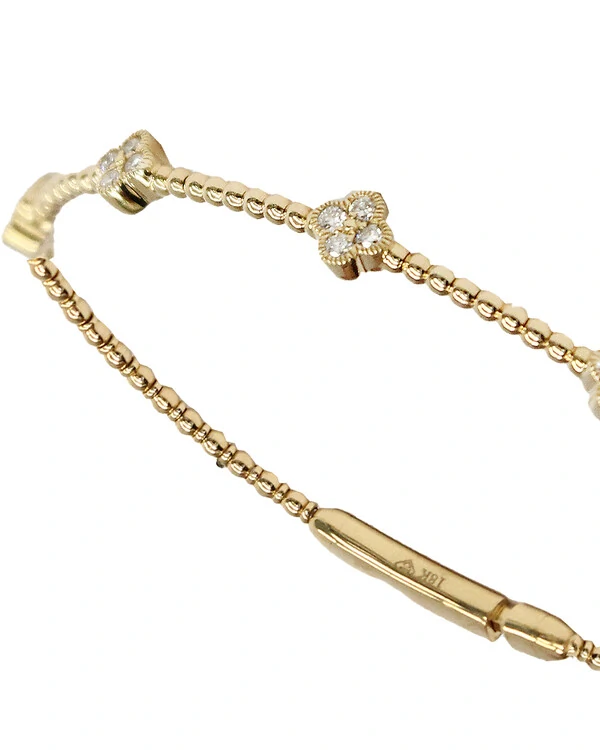 Pulseira Algema Trevo Diamante | Ouro Amarelo 18k