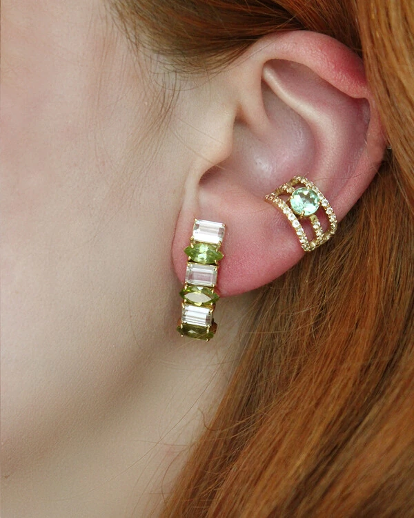 Piercing Turmalina Verde e Topázio Branco