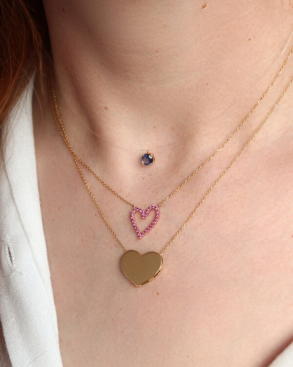 Colar Placa Coração | Ouro Amarelo 18K