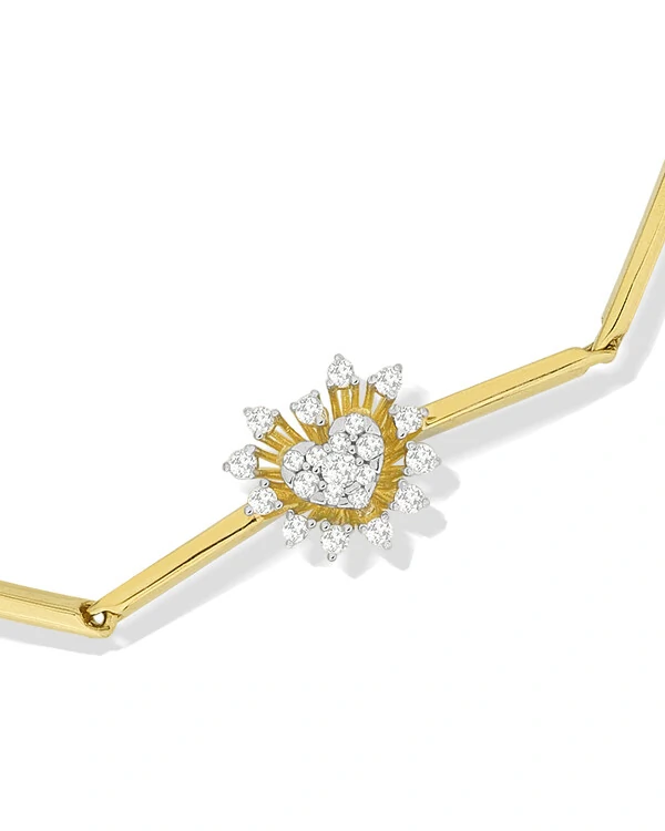 Pulseira Canutilho Coração Diamante | Ouro Amarelo 18K