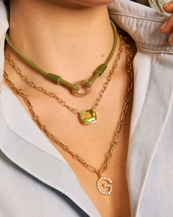 Colar Elos Ovais Turmalina Verde | Ouro Amarelo 18k
