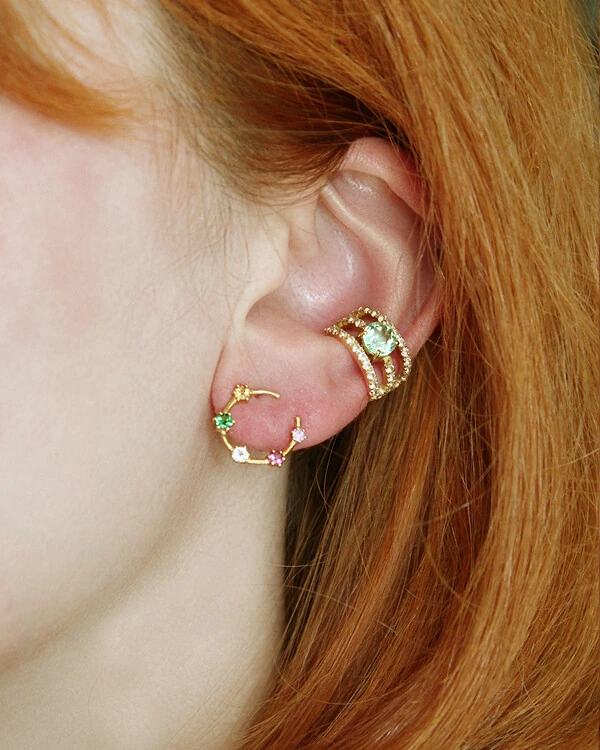 Piercing Turmalina Verde e Topázio Branco