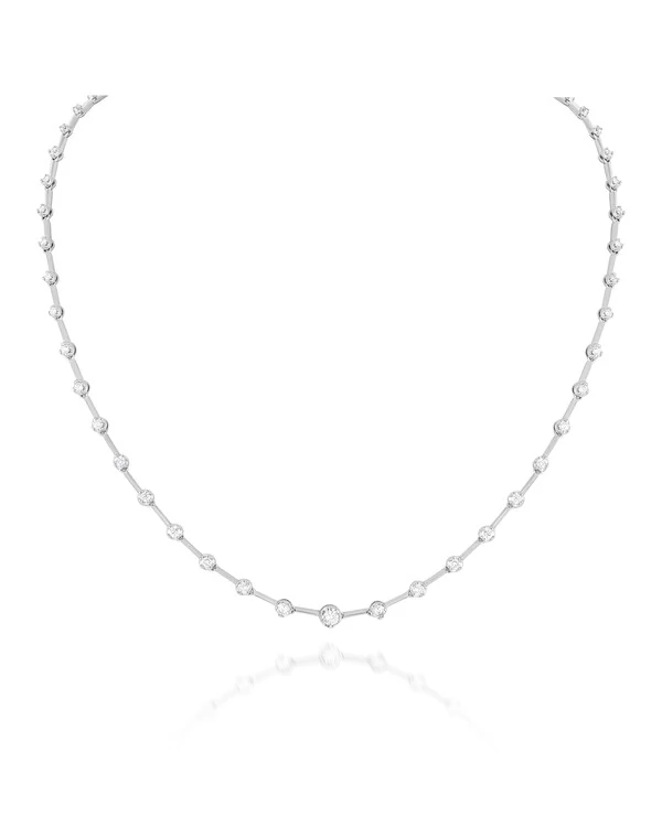 Colar Riviera Degradê Diamante | Ouro Branco 18k