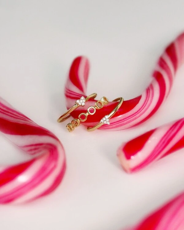 Anel Solitário Coração Pavê | Ouro Amarelo 18K