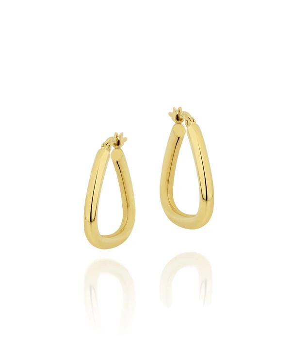 Brinco Argola Triangular Arredonda | Ouro Amarelo 18K