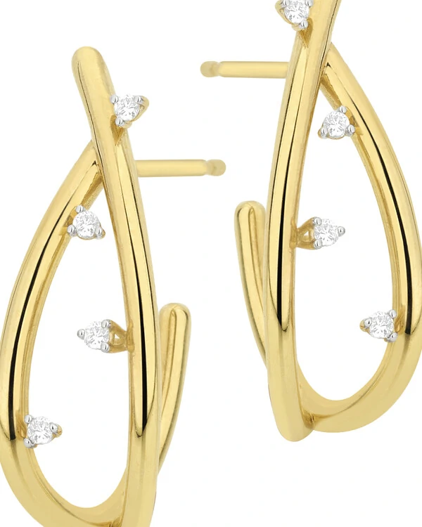 Brinco Gota Vazada Diamante | Ouro Amarelo 18k