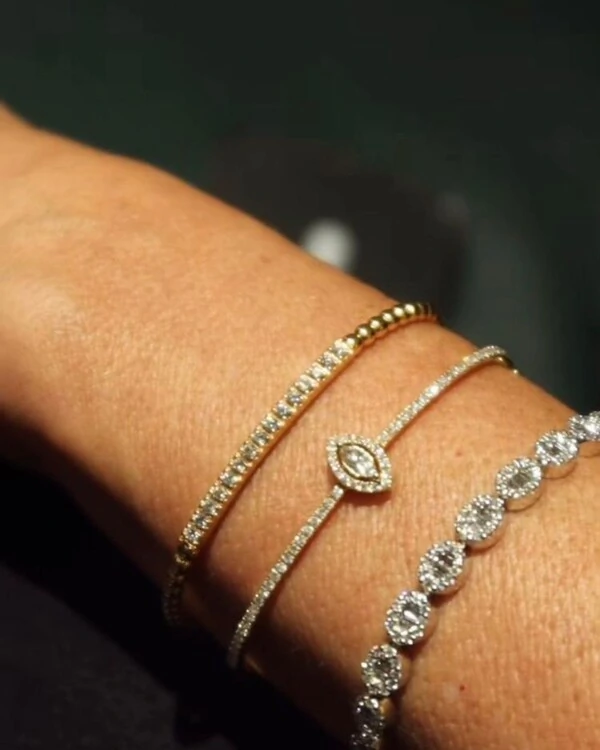 Pulseira Riviera Oval Diamante | Ouro Branco 18k