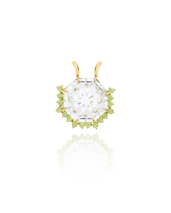 Pingente Cristal e Peridoto | Ouro Amarelo 18k