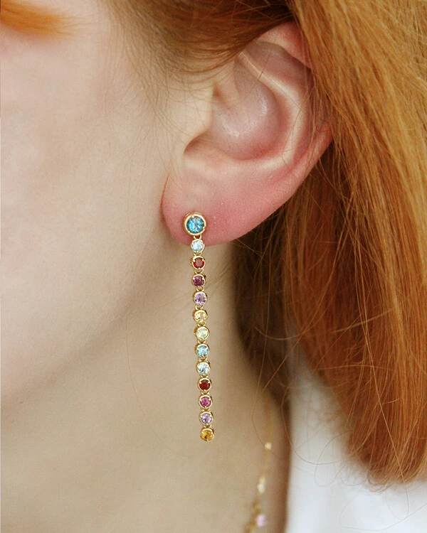 Brinco Riviera Colorida | Ouro Amarelo 18k