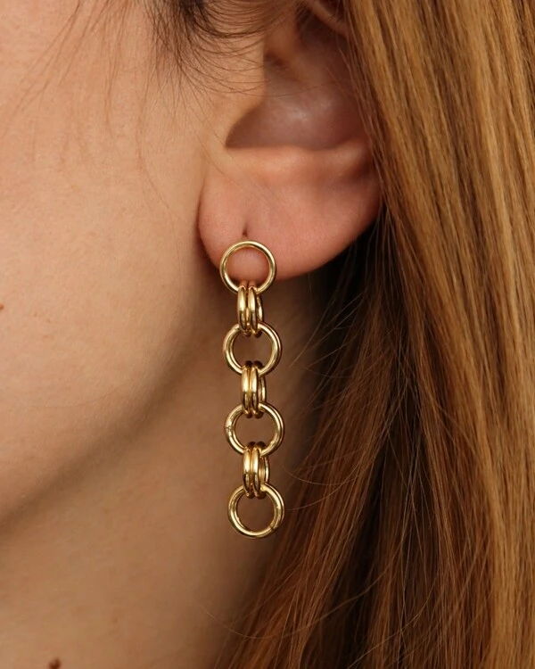 Brinco Corrente Argolas | Ouro Amarelo 18k